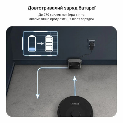 Rowenta Робот-пилосос Rowenta миючий X-Plorer Serie 85, 6000ПаВт, h=9.7см, 0.26л, конт пилок -0.29л, автон. робота до 270хв, чорний Rowenta Робот-пилосос Rowenta миючий X-Plorer Serie 85, 6000ПаВт, h=9.7см, 0.26л, конт пилок -0.29л, автон. робота до 270хв, чорний