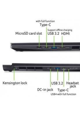 Acer Ноутбук Nitro 14 AN14-41 14.5" WUXGA IPS, AMD R5-8645HS, 16GB, F512GB, NVD4050-6, Lin, чорний