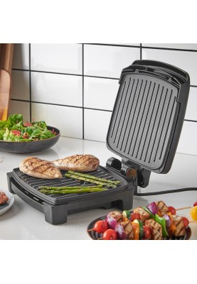 Russell Hobbs Гриль George Foreman прижимний Immersa Medium, 1300Вт, темп. режимів-1, з`ємні пластини, метал, пластик, чорний