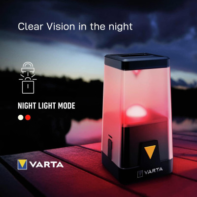 VARTA Ліхтар кемпінговий Ambiance L30RH з гібридною системою живлення акумулятор/батарейки, IP54, до 500 люмен, до 370 годин роботи, 3хАА