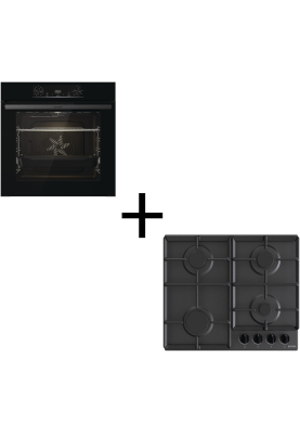Gorenje Комплект (духовка електрична BO6735E02BK + поверхня газова G641EB), 740147, чорний