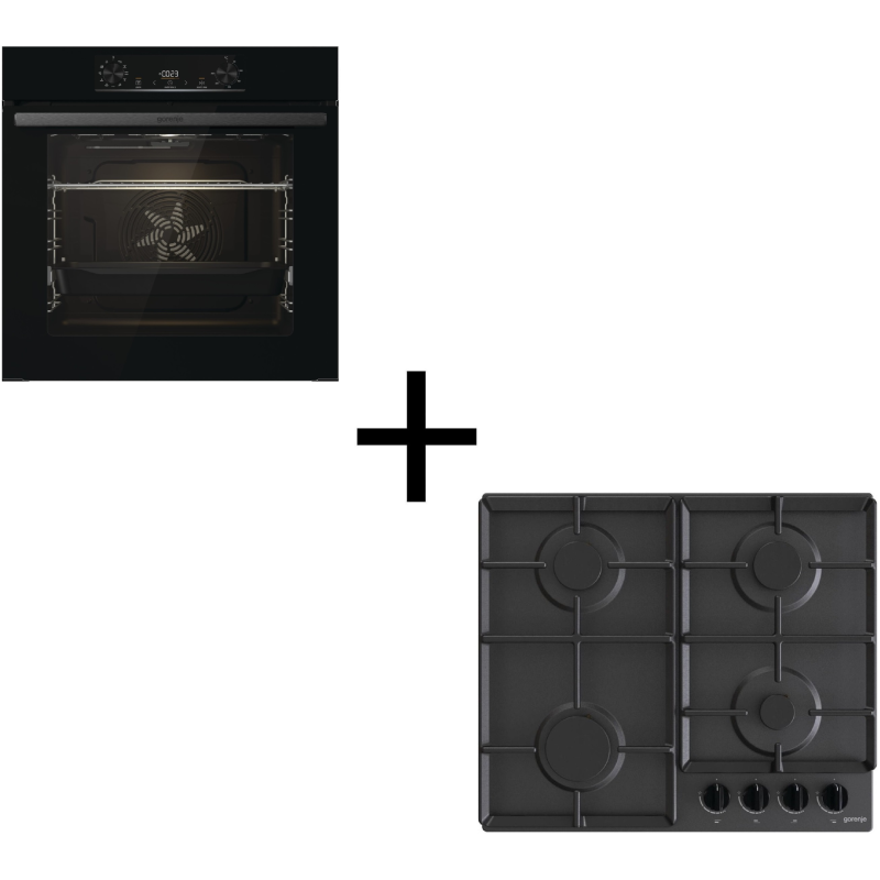 Gorenje Комплект (духовка електрична BO6735E02BK + поверхня газова G641EB), 740147, чорн