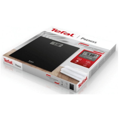Tefal Ваги підлогові Premiss, 150кг, CR2032x1 в комплекті, скло, чорний