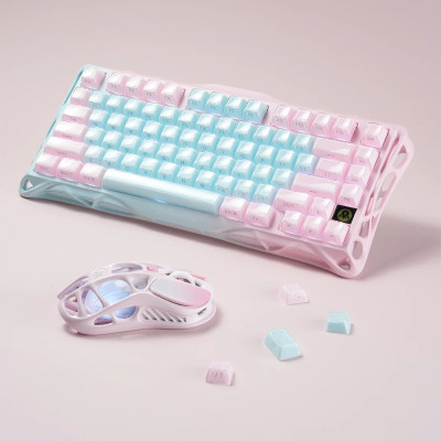 GravaStar Клавіатура механічна GravaStar Mercury K1 Lite 80keys, GravaStar x BSUN Grey, BT/WL/USB, Aurora Mist