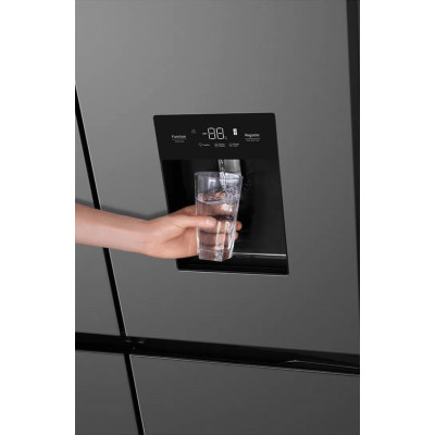 TCL Холодильник SBS, 185х84х68, холод.відд.-297л, мороз.відд.-169л, 4 дв., A++, NF, інв., диспл зовн., диспенсер., нерж