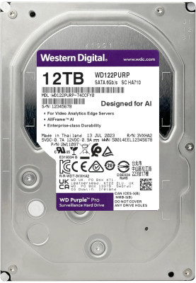 WD Жорсткий диск 12TB 3.5" 7200 512MB SATA Purple Pro Surveillance
