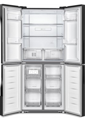Gorenje Холодильник SBS, 182х64х80см, 4 двері, 265(129)л, А+, NoFrost+, Інвертор , Зона св-ті, Внутр. Диспл, Чорний