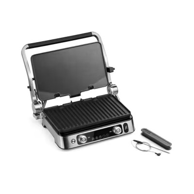 Delonghi Гриль притискний MultiGrill 2200Вт, темп. режимів-3, з'ємні пластини, термощуп, метал