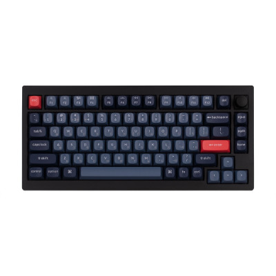 Keychron Клавіатура механічна V1 Max 84Key, Gateron Jupiter Banana, WL/BT/USB-A, QMK, Hot-swap, Knob, EN/UKR, RGB, чорний