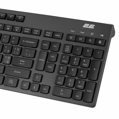 2E Клавіатура мембранна KS280 120key, WL/BT, EN/UK/RU, silent, чорно-сіра