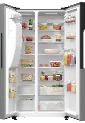 Gorenje Холодильник SBS, 179х70х92см, 2 двері, 376(190)л, А++, NF+, Інв., Зона св-ті, диспенсер, генератор льоду, Зовн. Диспл, нерж