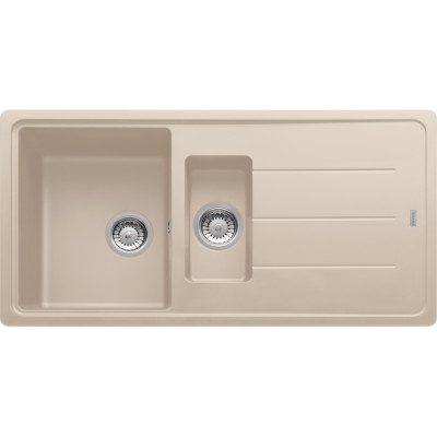 Franke Мийка кухонная Basis фраграніт, прямокут., з крилом, 970х500х200мм, чаша - 2, врізна, бежевий