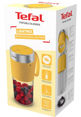 Tefal Блендер Lightmix портативний для смузі, чаша-300мл, USB, тритан, жовтий