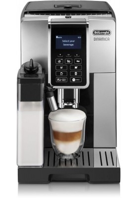 Delonghi Кавомашина, 1.8л, зерно+мелена, автомат.капуч, авторецептів -10, підігрів чашок, кофемолка, чорно-срібний