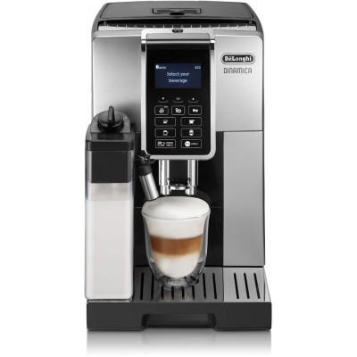 Delonghi Кавомашина, 1.8л, зерно+мелена, автомат.капуч, авторецептів -10, підігрів чашок, кофемолка, чорно-срібний