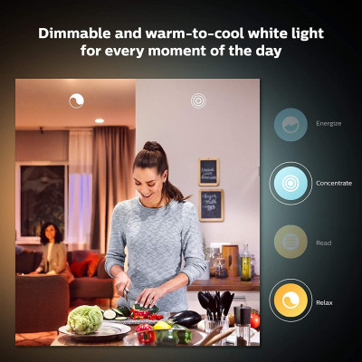 Philips Hue Лампа розумна GU10, 5W(50Вт), 2200K-6500K, Tunable white, ZigBee, Bluetooth, димування, 3шт