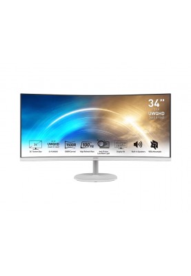 MSI Монітор 34" PRO MP341CQW 2xHDMI, DP, MM, VA, 3440x1440, 21:9, 100Hz, 4ms, sRGB 116%, CURVED, FreeSync