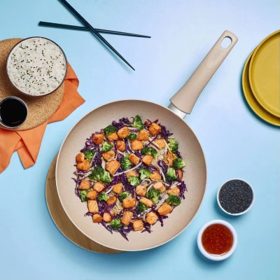 Tefal Сковорода ВОК Delight,28см, алюміній, бакеліт, бежевий