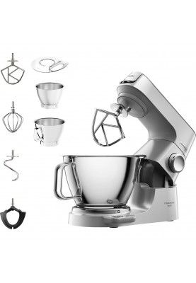 Kenwood Кухонная машина Titanium Chef Baker, 1200Вт, чаша-метал, корпус-метал, насадок-3, вбудовані ваги, дисплей, срібний