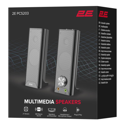 2E Акустична система PCS203, 2.0, USB, Metal Black