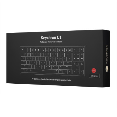 Keychron Клавіатура механічна C1 87Key, Gateron G pro Red, USB-A, EN/UKR, No Led, Сірий