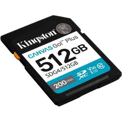 Kingston Карта пам'яті Kingston SD 512GB C10 UHS-I U3 V30 R200/W160MB/s