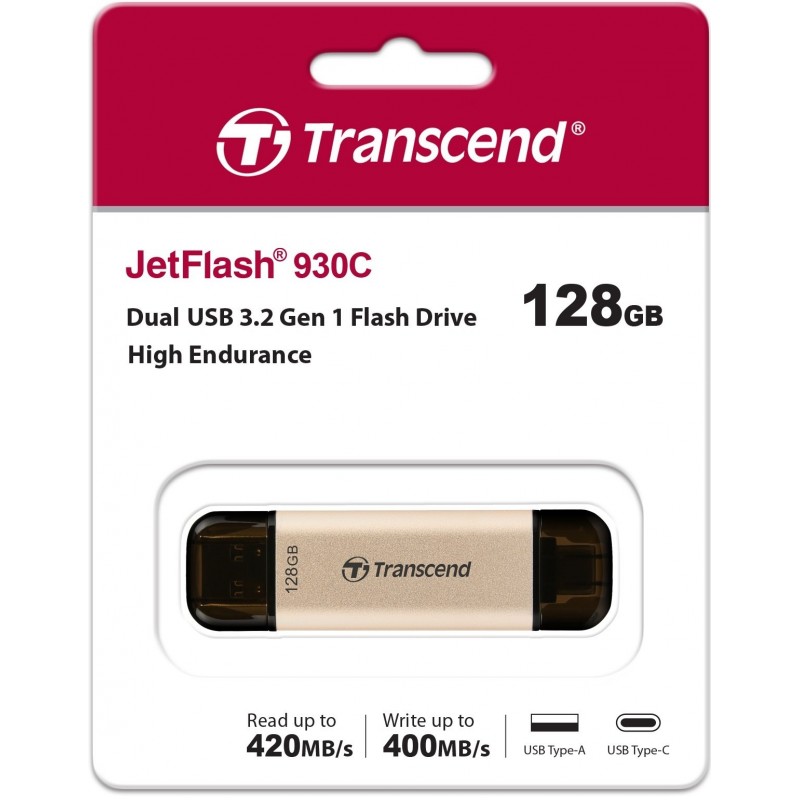 Transcend Накопичувач 128GB USB 3.2 Type-A + Type-C JetFlash 930 Black R420/W400MB/s