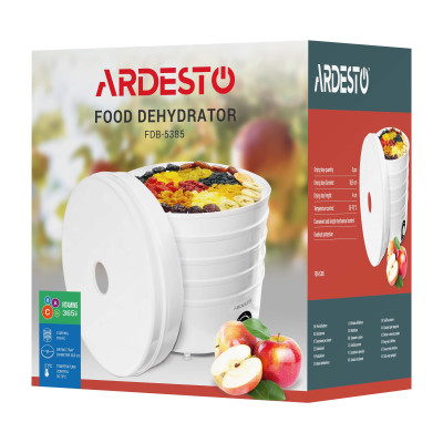 ARDESTO Сушарка для продуктів FDB-5385, 520Вт, піддонів -5x4см, діаметр-38,5см, макс-70°С, рег.темп, пластик , білий ARDESTO Сушарка для продуктів FDB-5385, 520Вт, піддонів -5x4см, діаметр-38,5см, макс-70°С, рег.темп, пластик , білий