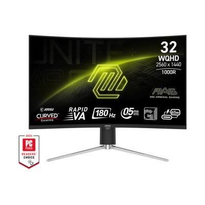 MSI Монітор MSI 31.5" 325CQRF-QD-E2 2xHDMI, DP, USB-C, 2xUSB, VA, 2560x1440, 180Hz, 0.5ms, sRGB 141%, CURVED, AdaptiveSync, HAS