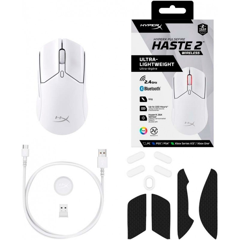 HyperX Миша Pulsefire Haste 2 WL, White