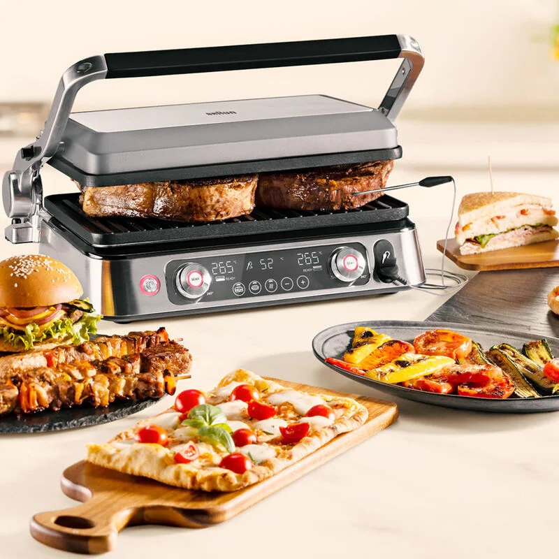 Braun Гриль прижимний MultiGrill 9 CG 2200Вт, темп. режимів-3, з`ємні пластини, термощуп, метал