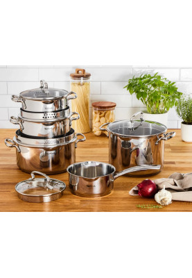 Tefal Набір посуду Duetto Plus, 10 предметів, нержавіюча сталь, скло
