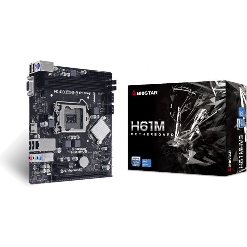 Biostar Материнська плата H61MHV3 s1155 H61 2xDDR4 HDMI D-Sub mATX