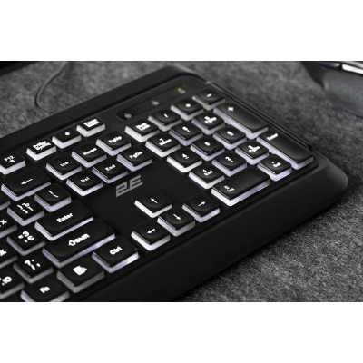2E Клавіатура мембранна KS120 104key, USB-A, EN/UK/RU, White LED, чорний
