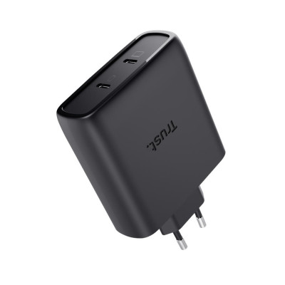 Trust Зарядний пристрій мережевий Maxo 100Вт, GaN, 2xUSB-C ,PD/PPS, чорний