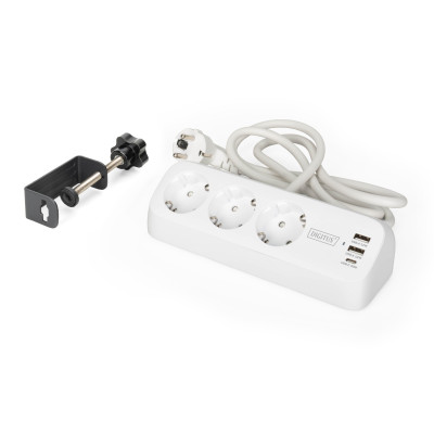Digitus Блок розеток DIGITUS Office, 3xSchuko, 2xUSB-A, 1xUSB-C, 16A, 1.5м, вилка Schuko, білий
