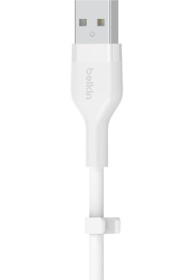 Belkin Кабель заряджання/синхронізації USB-A > Lightning, 2м, силіконовий з кліпсою, білий