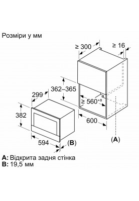 Bosch Мікрохвильова піч вбудована, 20л, електр. управл., 900Вт, дисплей, білий