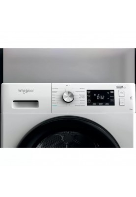 Whirlpool Сушильна машина тепловий насос, 9кг, A++, 65см, дисплей, люк чорний, білий