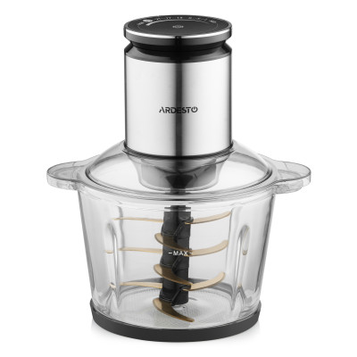 ARDESTO Подрібнювач Ardesto, 800Вт, чаша 3000мл, скло, корпус-нерж. сталь, чорний