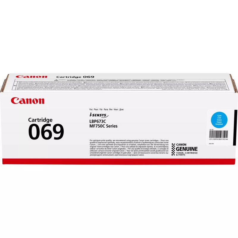 Canon Картридж 069 MF752Cdw/MF754Cdw/LBP673Cdw Cyan (1900 стор)