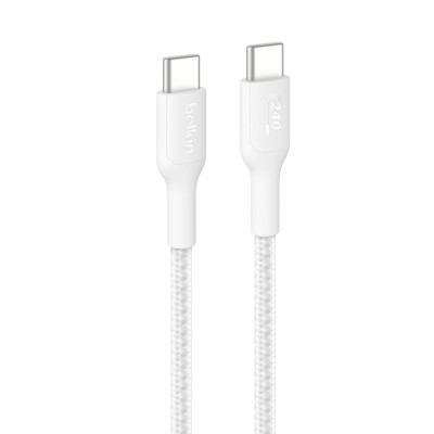Belkin Кабель USB-C > USB-C заряджання/синхронізації 1м, 240Вт, Type-C, плетен, білий