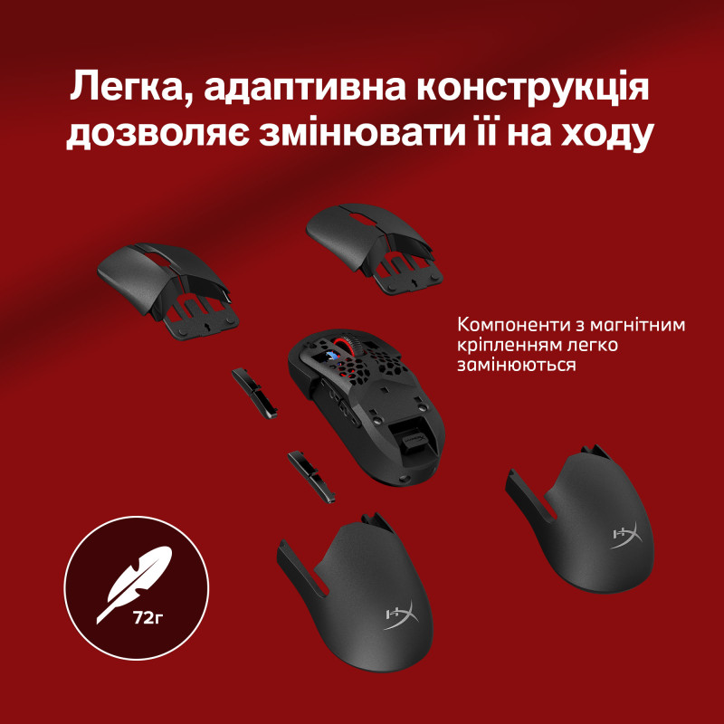 HyperX Мишь Pulsefire SAGA PRO, RGB, USB-A/WL/BT, черный