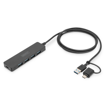Digitus Хаб DIGITUS USB-A/C > 4хUSB-А, 1,2 м, активний (опція)