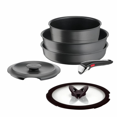 Tefal Набір посуду Tefal Ingenio Inspiration, 6предметів, алюміній, скло, бакеліт, чорний