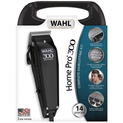 Moser Машинка для стрижки Wahl Home Pro 300, мережа, вібраційний мотор, насадок-10, кейс, масло та ножиці у компл., сталь, чорний