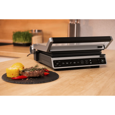 ARDESTO Гриль прижимний 2000Вт, темп. режимів-6, з`ємні пластини, розкриття на 180°, сріблястий