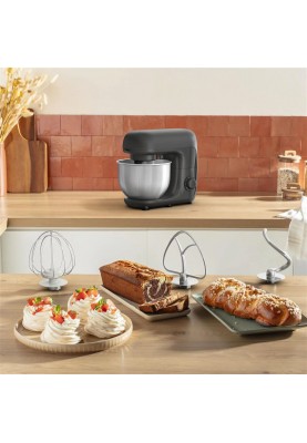 Tefal Кухонна машина Bake Essential 800Вт, чаша-метал, корпус-метал/пластик, насадок-4, чорний