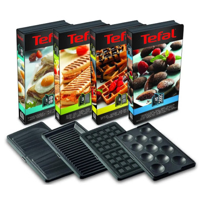 Tefal Мультимейкер Snack collection 700Вт, тефлон, 3 пластини, корпус-нержав.сталь/пластик, чорний