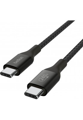 Belkin Кабель USB-C > USB-C заряджання/синхронізації 2м, 240Вт, Type-C, плетений, чорний